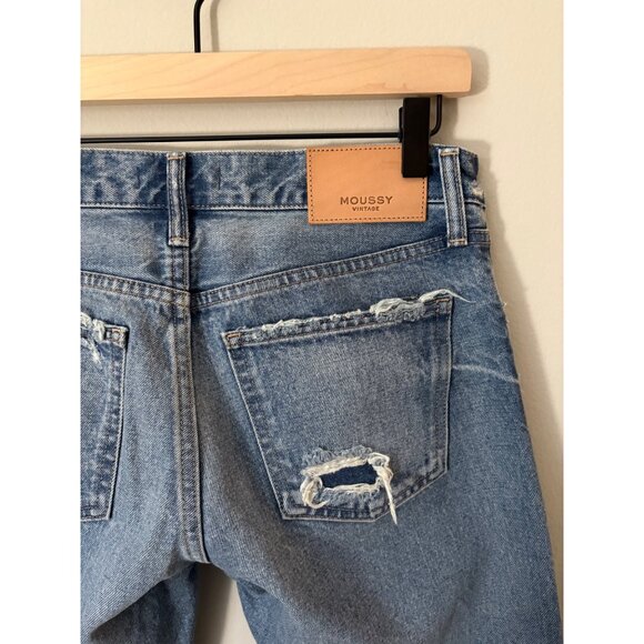 Moussy Vintage Kelley Straight-Leg Tapered Distressed Button Fly Denim Jeans 27 - Picture 8 of 11